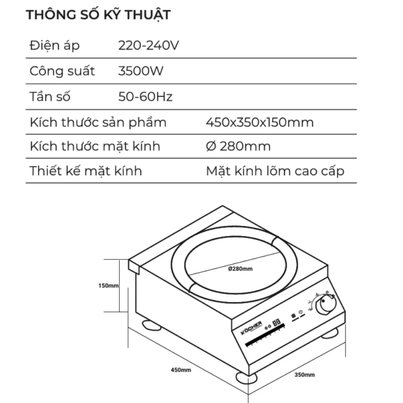 Bếp từ công nghiệp Kocher CI-3500C 17 Bếp từ công nghiệp Kocher CI-3500C