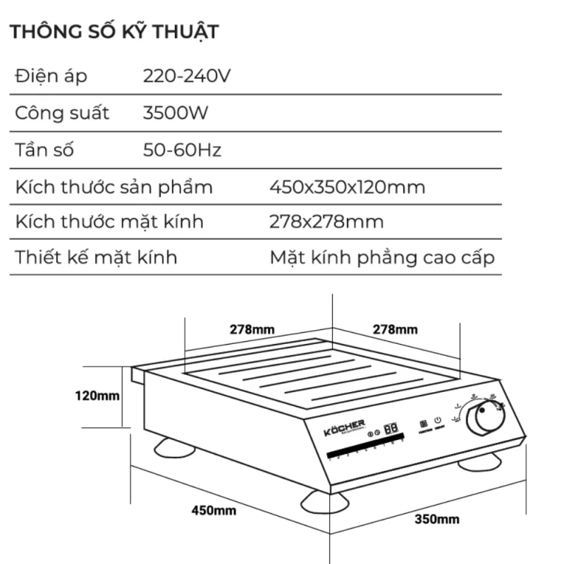 Bếp từ công nghiệp Kocher CI-3500F 18 Bếp từ công nghiệp Kocher CI-3500F