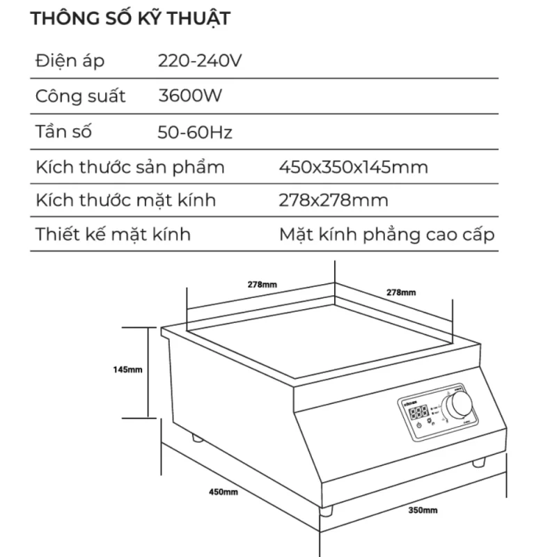Bếp từ công nghiệp Kocher CI-3600F - bep tu cong nghiep kocher ci 3600f 4