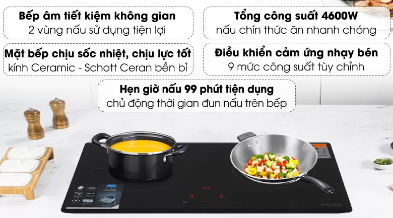 Bếp từ đôi Kocher DI-801GE IPLUS 18 Bếp từ đôi Kocher DI-801GE IPLUS