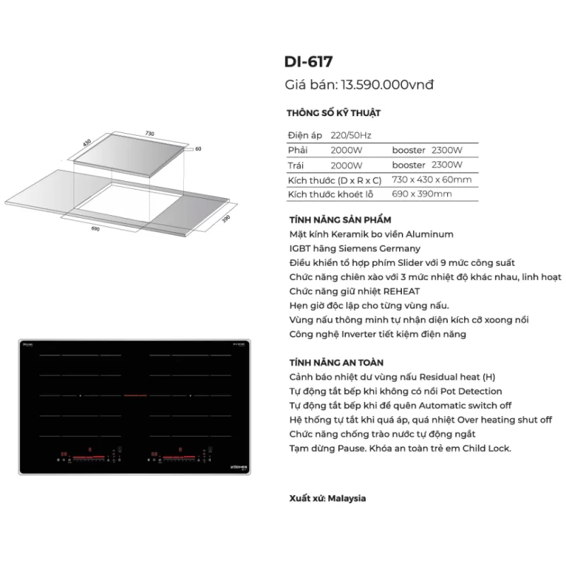 Bếp từ Kocher DI-617 14 Bếp từ Kocher DI-617