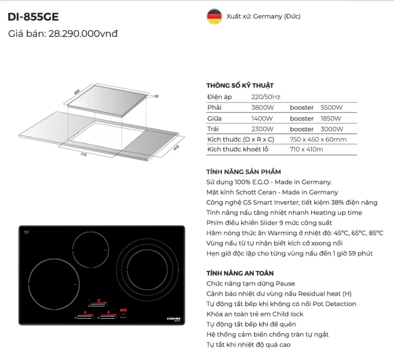 Bếp từ Kocher DI-855GE 21 Bếp từ Kocher DI-855GE