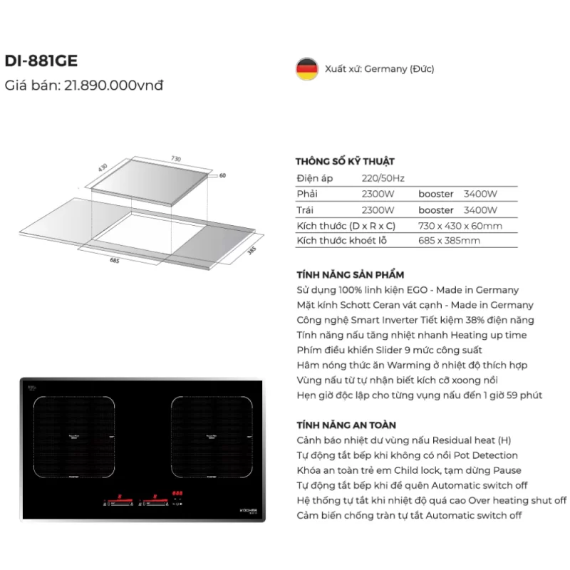 Bếp từ Kocher DI-881GE - bep tu kocher di 881ge 1