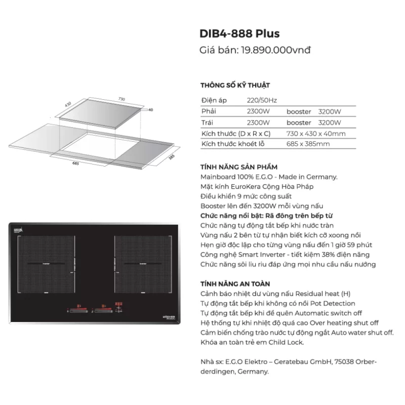 Bếp từ Kocher DIB4-888 Plus 19 Bếp từ Kocher DIB4-888 Plus