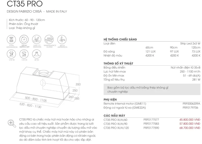 Máy hút mùi Elica CT35 PRO IX/A/90 PRF0177583 14 Máy hút mùi Elica CT35 PRO IX/A/90 PRF0177583
