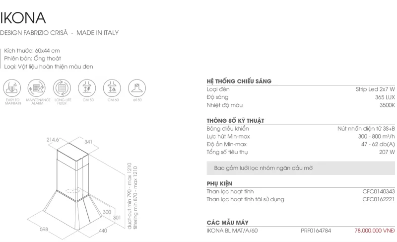 Máy hút mùi ELICA IKONA BL MAT/A/60 PRF0164784 14 Máy hút mùi ELICA IKONA BL MAT/A/60 PRF0164784