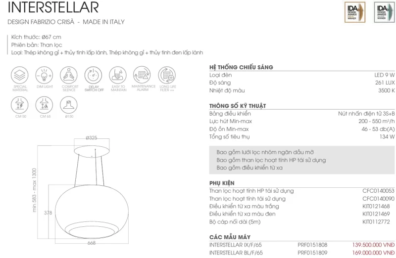 Máy hút mùi Elica INTERSTELLAR IX/F/65 PRF0151808 16 Máy hút mùi Elica INTERSTELLAR IX/F/65 PRF0151808