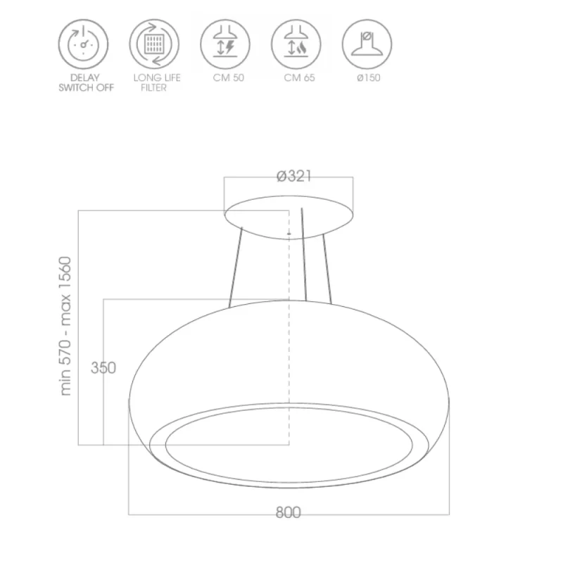Máy hút mùi Elica SEASHELL WH MAT/F/80 PRF0098392 15 Máy hút mùi Elica SEASHELL WH MAT/F/80 PRF0098392
