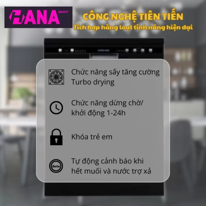 Máy rửa bát Kocher KDEU-8818BL 20 Máy rửa bát Kocher KDEU-8818BL