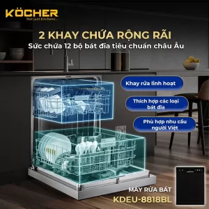 Máy rửa bát Kocher KDEU-8818BL - may rua bat kocher kdeu 8818bl