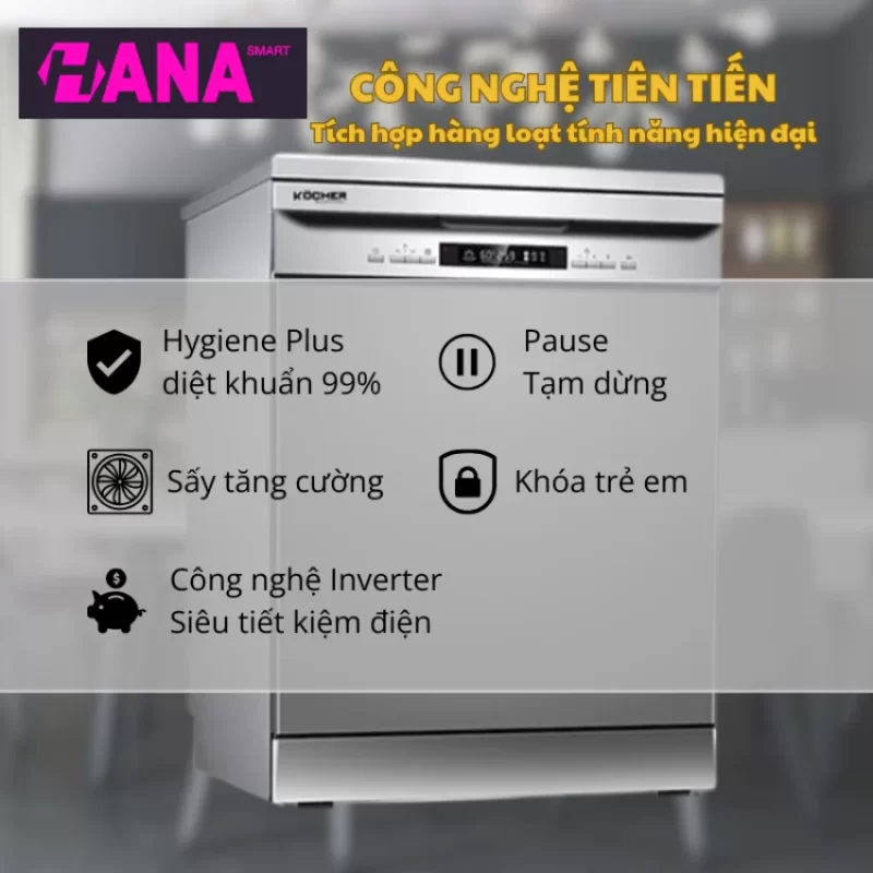 Máy rửa bát Kocher KDEU-8835 18 Máy rửa bát Kocher KDEU-8835