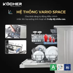 Máy rửa bát Kocher KDEU-8855S7 - may rua bat kocher kdeu 8855s7 3