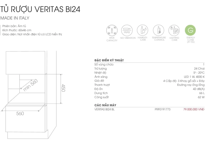 Tủ rượu ELICA VERITAS BI24 BL PRF0191773 14 Tủ rượu ELICA VERITAS BI24 BL PRF0191773