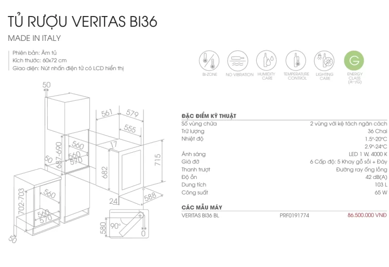 Tủ rượu ELICA VERITAS BI36 BL PRF0191774 17 Tủ rượu ELICA VERITAS BI36 BL PRF0191774