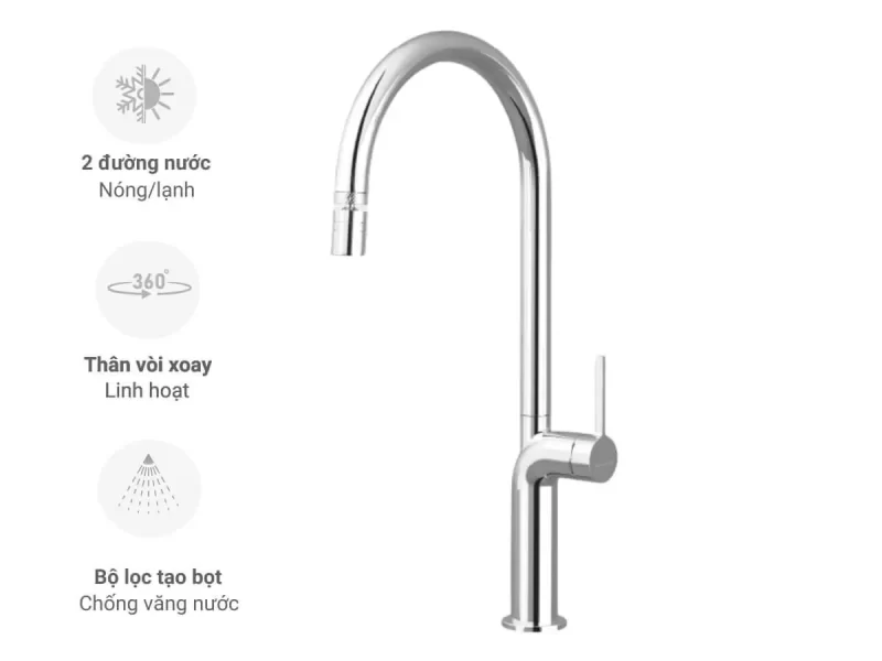 Vòi rửa chén Malloca K2202-CR 8 Vòi rửa chén Malloca K2202-CR