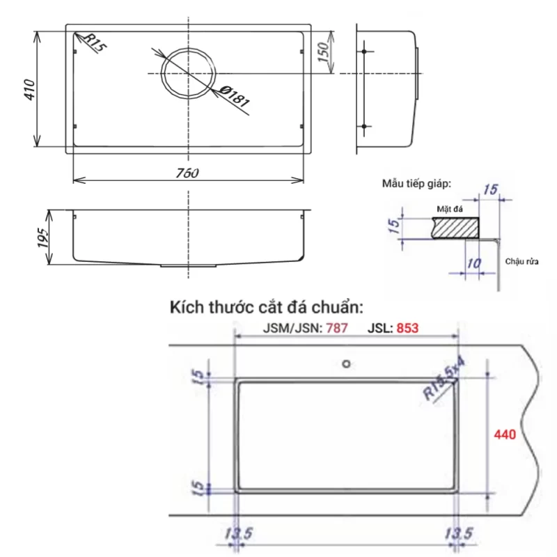 Chậu rửa bát SHIGERU LE JSN-K 3F FS 14 Chậu rửa bát SHIGERU LE JSN-K 3F FS