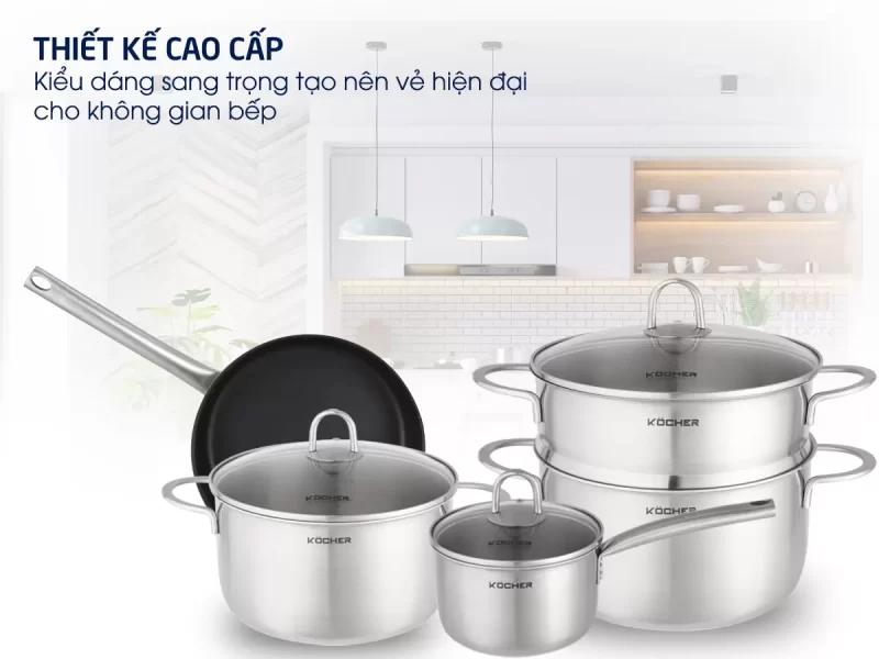 Bộ nồi chảo 5 món Kocher Munich 18 Bộ nồi chảo 5 món Kocher Munich