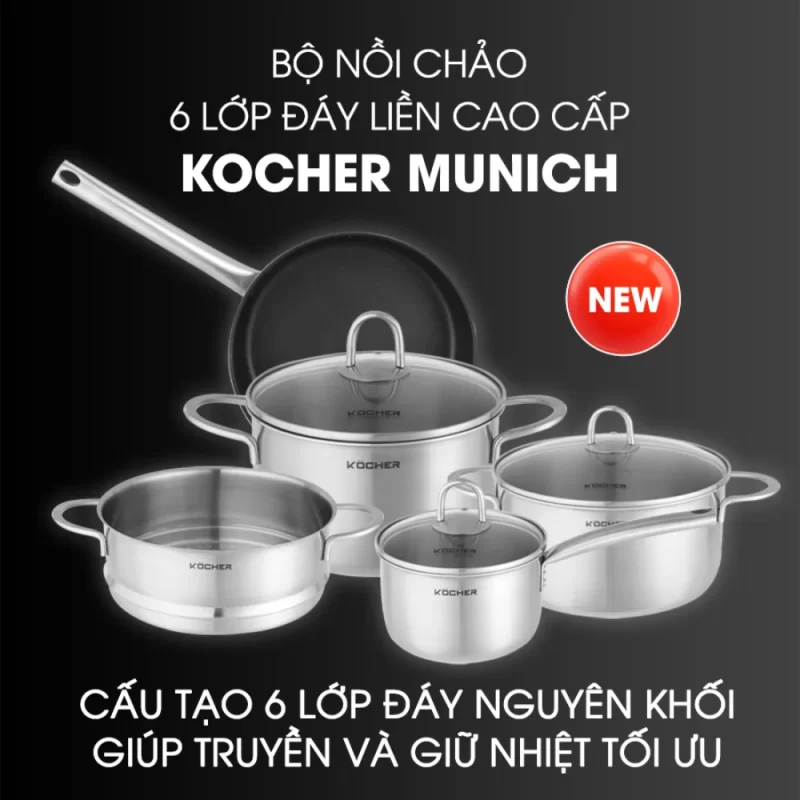Bộ nồi chảo 5 món Kocher Munich 21 Bộ nồi chảo 5 món Kocher Munich