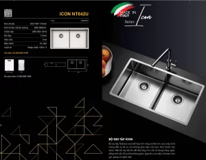 Chậu rửa bát NoBiNox ICON NT642U BB8400T - chau rua bat nobinox icon nt642u bb8400t 1