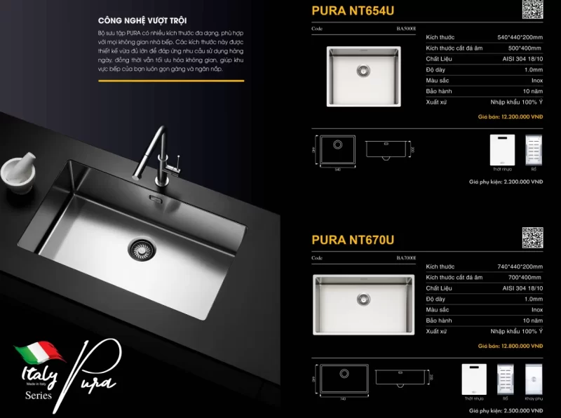 Chậu rửa bát NoBiNox PURA NT670U BA7000I - chau rua bat nobinox pura nt670u ba7000i 1