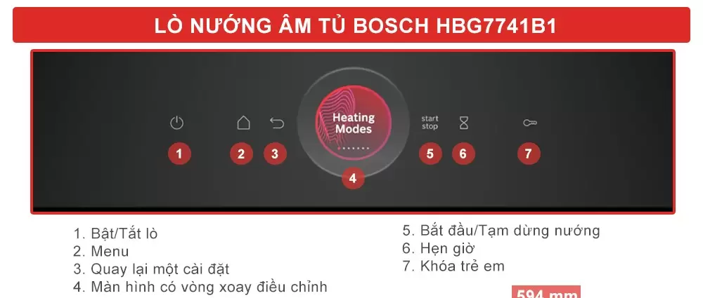 Lò nướng âm tủ BOSCH HBG7741B1 Serie 8