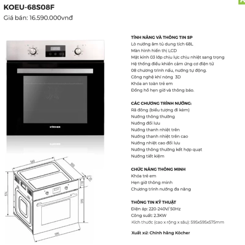 Lò nướng Kocher KOEU-68S08F 23 Lò nướng Kocher KOEU-68S08F