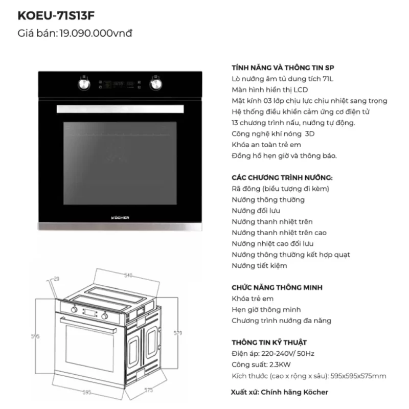 Lò nướng Kocher KOEU-71S13F 29 Lò nướng Kocher KOEU-71S13F