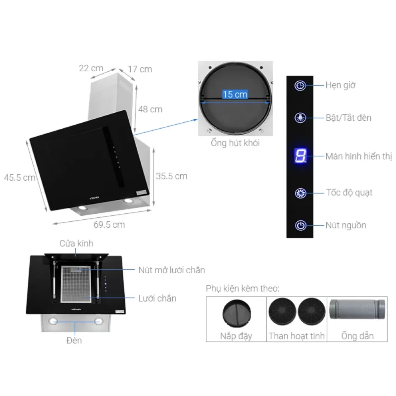 Máy hút mùi Kocher K-2080V 70cm 22 Máy hút mùi Kocher K-2080V 70cm