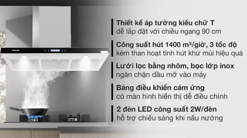 Máy hút mùi Kocher K-225C 90cm 18 Máy hút mùi Kocher K-225C 90cm