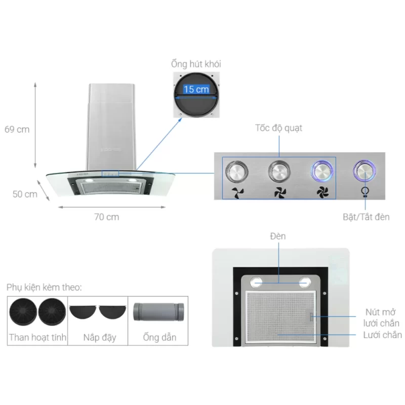 Máy hút mùi Kocher K-228T 70cm 21 Máy hút mùi Kocher K-228T 70cm