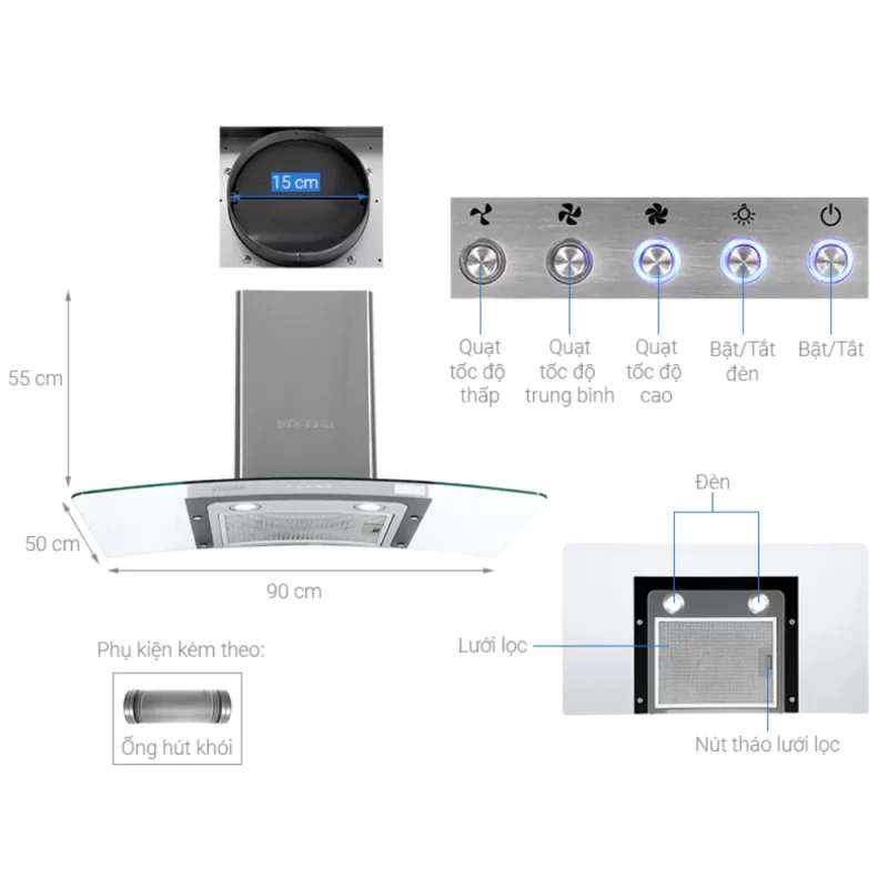 Máy hút mùi Kocher K-228T 90cm - may hut mui kocher k 228t 90cm 1