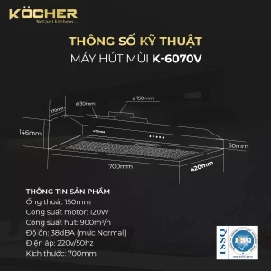 Máy hút mùi Kocher K-6070V - may hut mui kocher k 6070v5