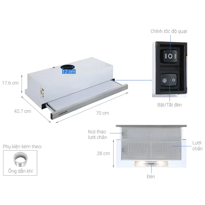 Máy hút mùi Kocher K-6270 70cm 13 Máy hút mùi Kocher K-6270 70cm