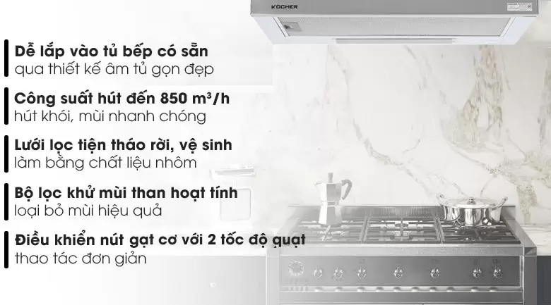 Máy hút mùi Kocher K-6270 70cm 12 Máy hút mùi Kocher K-6270 70cm