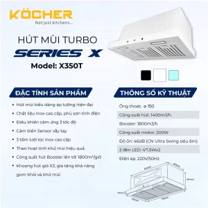 Máy hút mùi Kocher TURBO X-350T - may hut mui kocher turbo x 350t6