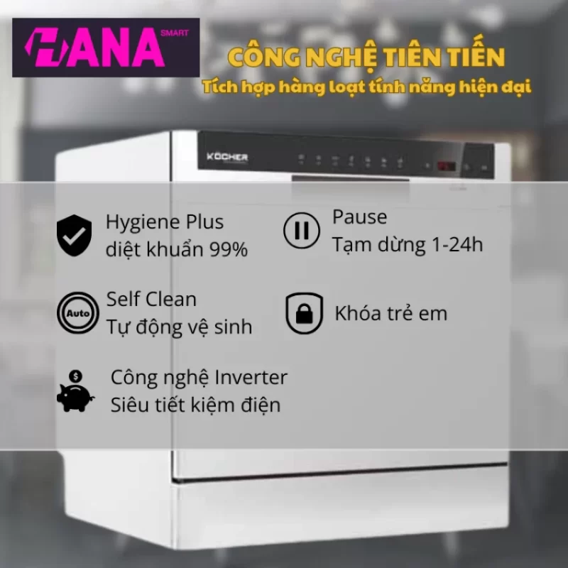 Máy rửa bát Kocher KDEU-8838 - may rua bat kocher kdeu 8838 5