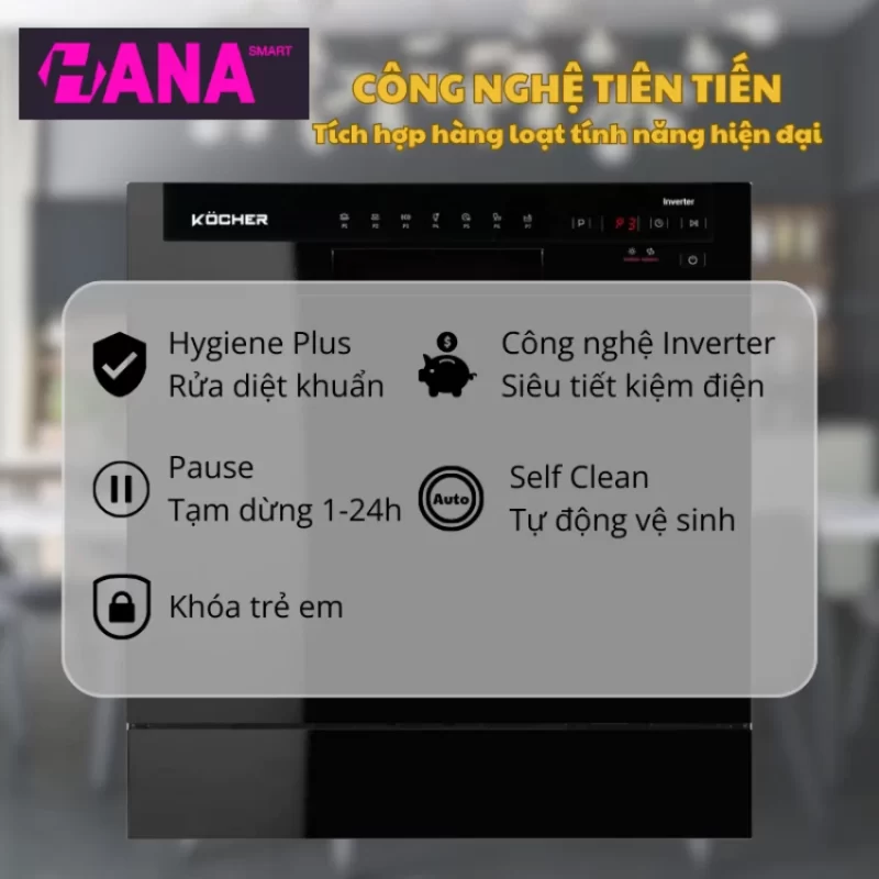 Máy rửa bát Kocher KDEU-8838BL - may rua bat kocher kdeu 8838bl 2