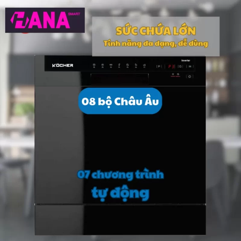 Máy rửa bát Kocher KDEU-8838BL - may rua bat kocher kdeu 8838bl 3