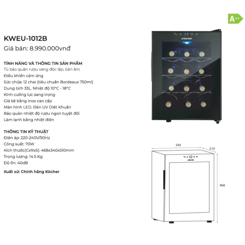 Tủ rượu vang Kocher KWEU-1012B 23 Tủ rượu vang Kocher KWEU-1012B