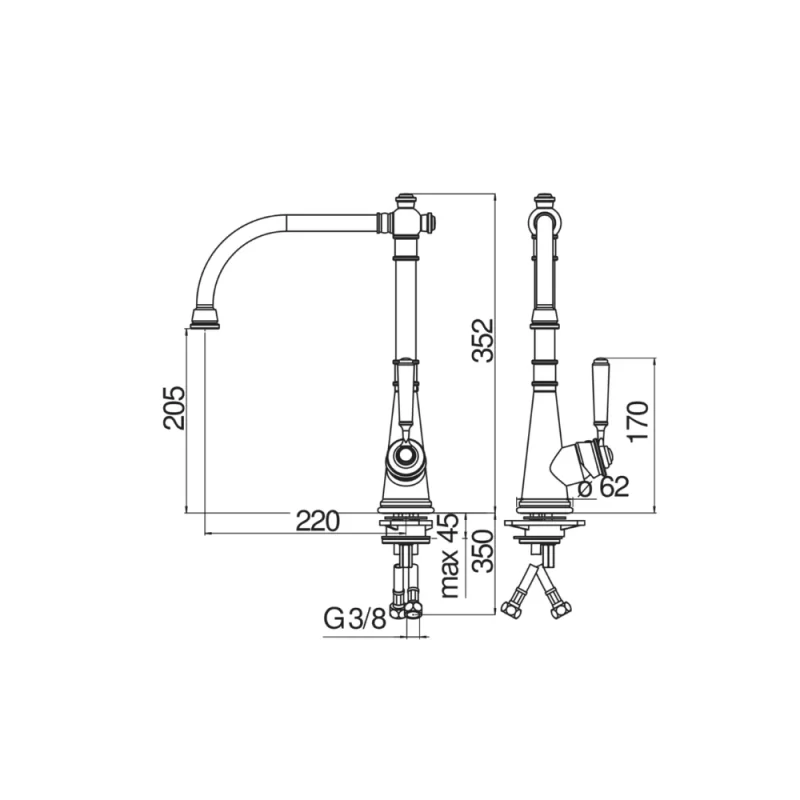 Vòi rửa bát NOBILI CHARLIE NB255C CH75513RA 23 Vòi rửa bát NOBILI CHARLIE NB255C CH75513RA