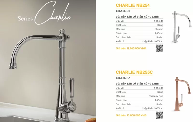 Vòi rửa bát NOBILI CHARLIE NB255C CH75513RA 24 Vòi rửa bát NOBILI CHARLIE NB255C CH75513RA