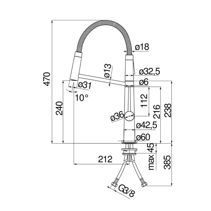 Vòi rửa bát NOBILI LEVANTE NB306B MV123300FLP 31 Vòi rửa bát NOBILI LEVANTE NB306B MV123300FLP