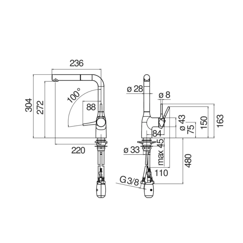 Vòi rửa bát NOBILI MANIA NB218A CU128117/1GTP 18 Vòi rửa bát NOBILI MANIA NB218A CU128117/1GTP