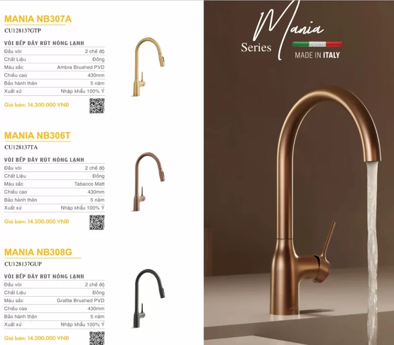 Vòi rửa bát NOBILI MANIA NB306T CU128137TA 19 Vòi rửa bát NOBILI MANIA NB306T CU128137TA