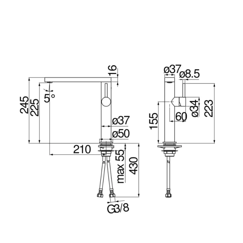 Vòi rửa bát NOBILI MATCH NB218B MH109113RJBM 23 Vòi rửa bát NOBILI MATCH NB218B MH109113RJBM