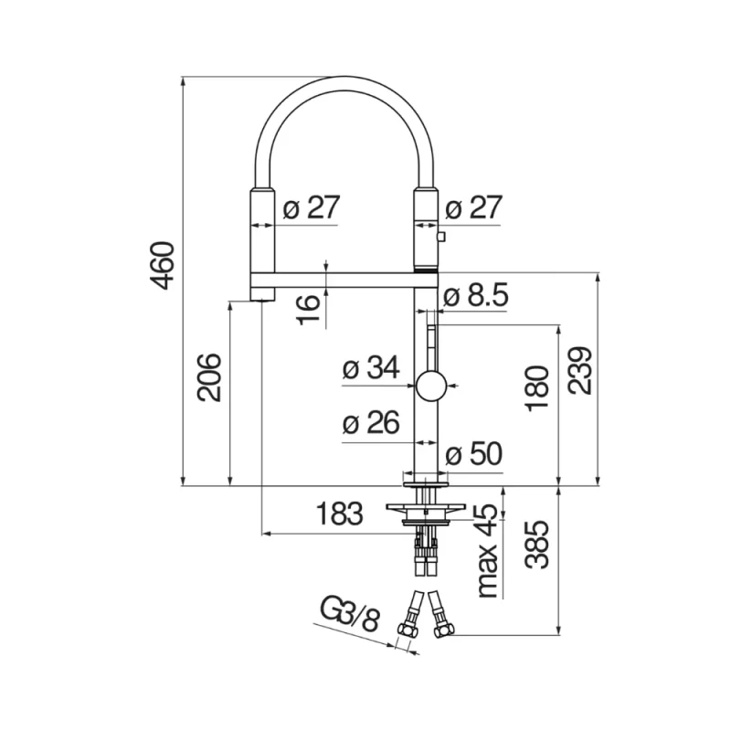 Vòi rửa bát NOBILI MOVE NB133S 23 Vòi rửa bát NOBILI MOVE NB133S