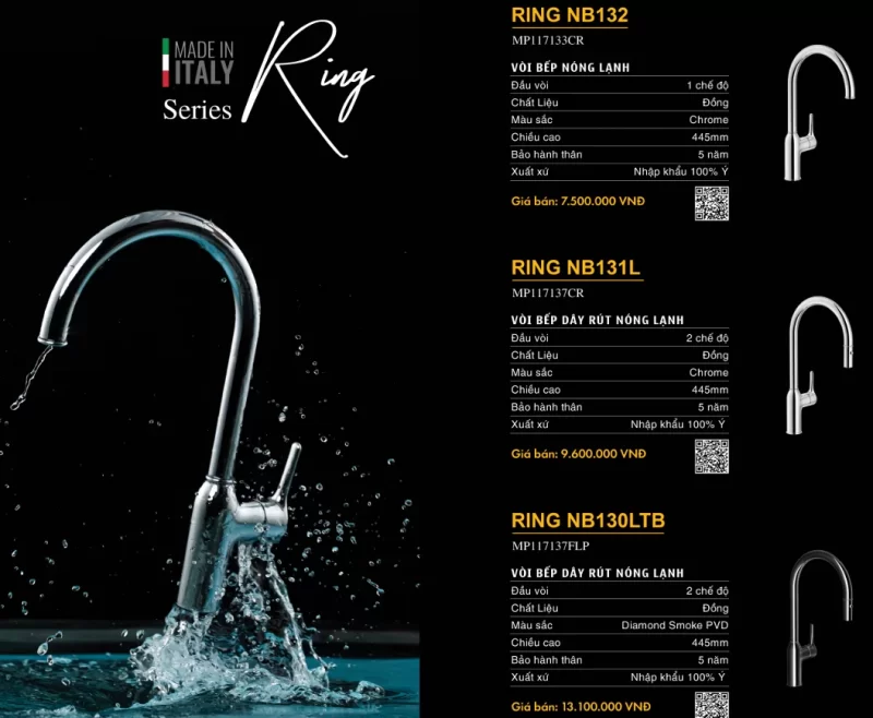 Vòi rửa bát NOBILI RING NB132 MP117133CR - voi rua bat nobili ring nb132 mp117133cr 1