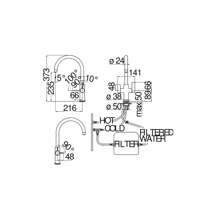 Vòi rửa bát NOBILI SORA NB164 FL96824/3VCR 27 Vòi rửa bát NOBILI SORA NB164 FL96824/3VCR