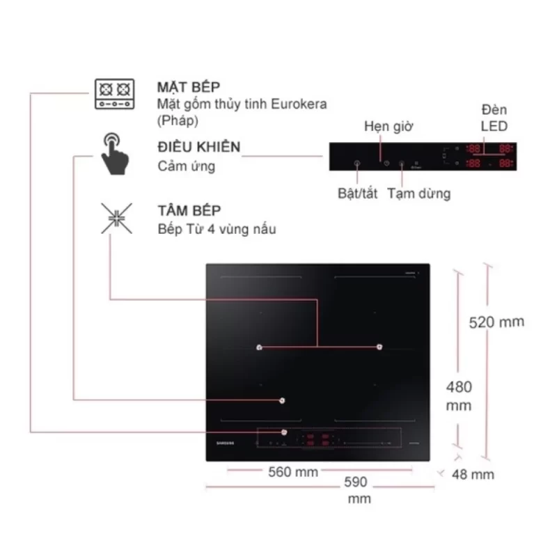 Bếp từ 4 vùng nấu Samsung NZ64B5066FK/SV 27 Bếp từ 4 vùng nấu Samsung NZ64B5066FK/SV
