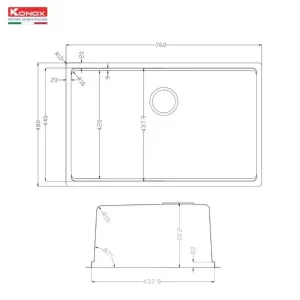Chậu rửa bát Konox Tari 7648SM - chau rua bat konox tari 7648sm 3